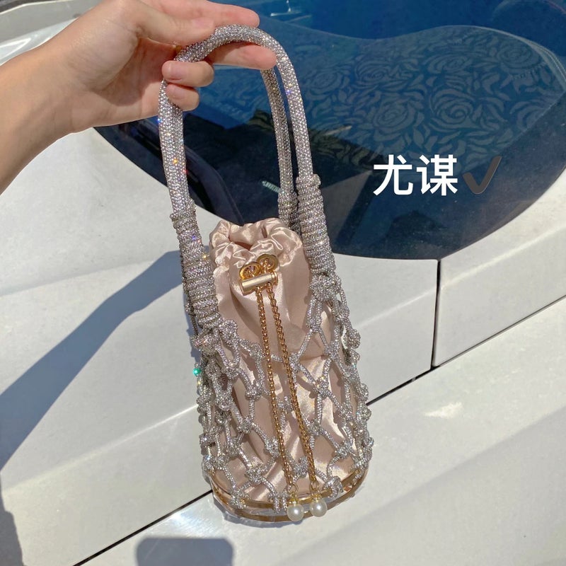 Fashion Casual Handmade Woven Bag Niche Design Beaded Chain Simple All-Match High-End Portable Vegetable Basket Bag - Image 1
