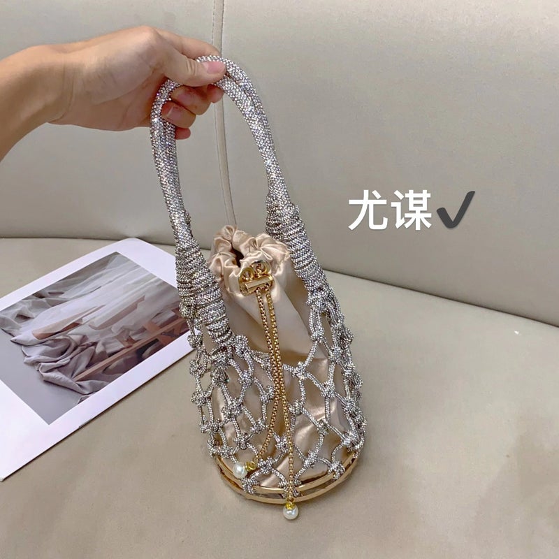 Fashion Casual Handmade Woven Bag Niche Design Beaded Chain Simple All-Match High-End Portable Vegetable Basket Bag - Image 5