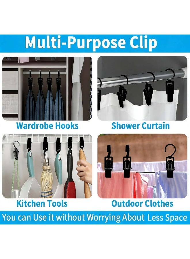 olayks 20 Pcs Clothes Drying Clips Laundry Hooks,360 Degrees Rotary Plastic Hanging Hanger,Multipurpose Closet Organizer For Bathroom Wardrobe Kitchen Office,Home Travel(Black) - Image 5