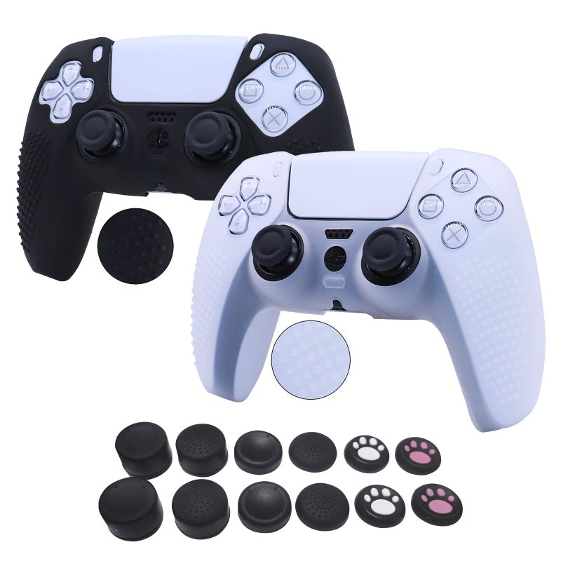 Silicone Skin Accessories for PS5 DualSense Controller, PS5 Controller Skin x 2,with Thumb Grip x 12,Compatible with Official Charging Station.