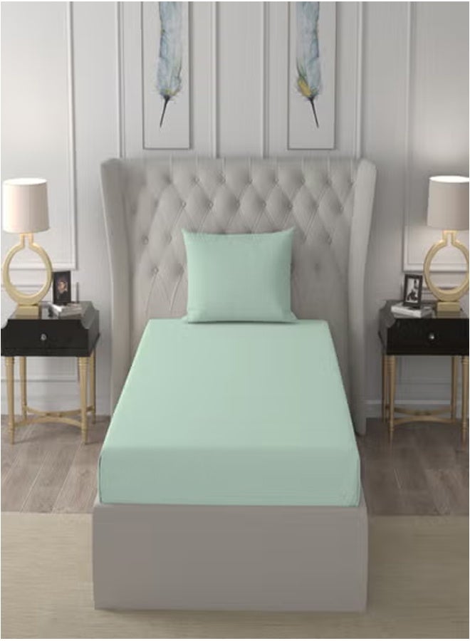 Raymond Single Sheet 120 Thread Count Luxurious Mercerized 100% Cotton Bedding Solid Pre Shrunk Percale Finish Bed Linen 2 Bedsheet and 2 Pillow Case - Light Green (152 * 229 CM) - Image 2