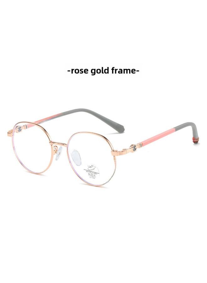 Children's Anti-blue Glasses Fashion Retro Silicone Metal Flat Glasses Student's Large Frame Plain Computer Eye Protection Glasses