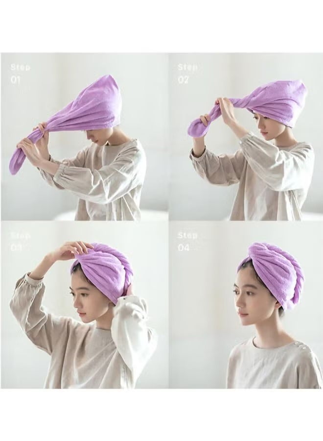 Pack Of 3 Microfiber Hair Towel Wrap Multicolour 65x24cm - Image 4