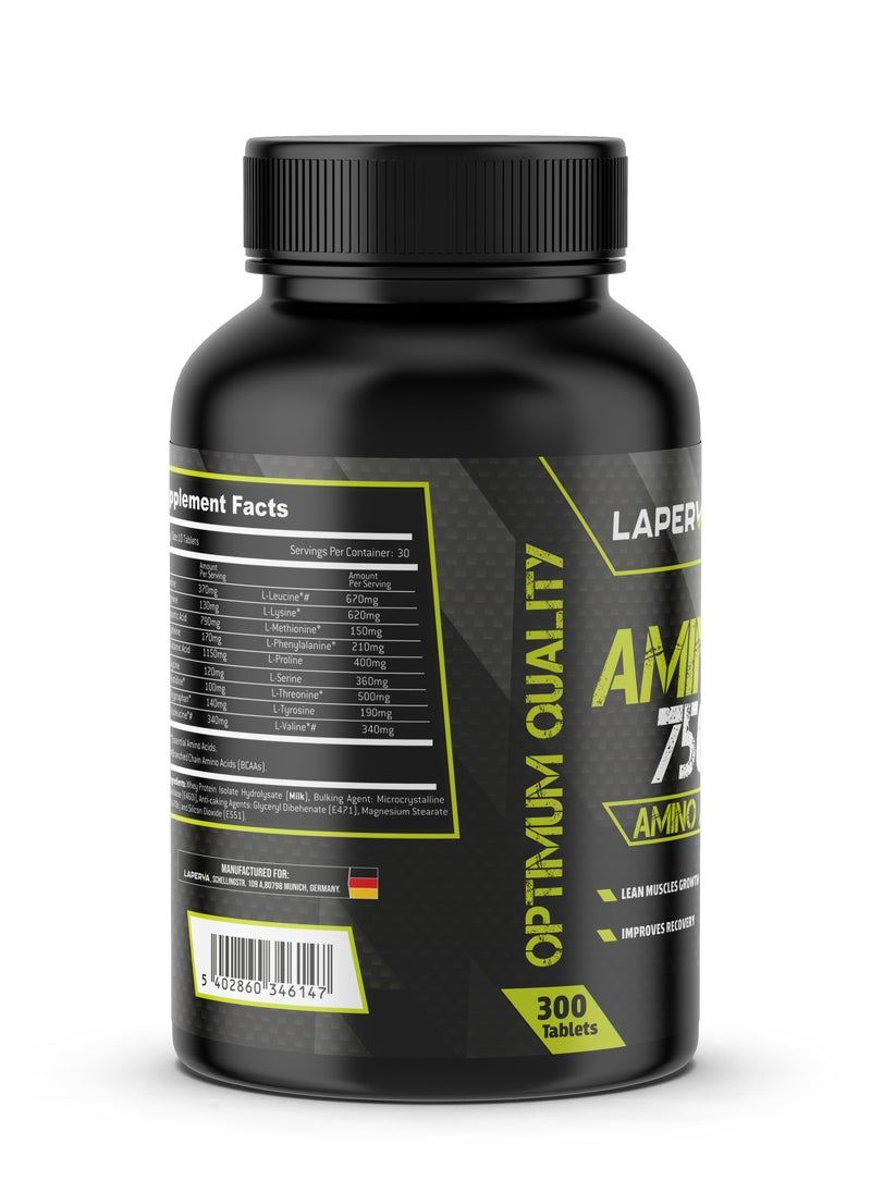 Laperva - Laperva Amino Tablets - 7500mg, 300 Tablets - Lean Muscle Growth, Vegetarian Friendly - Essential Amino Acid Complex for Fitness and Recovery - Image 1