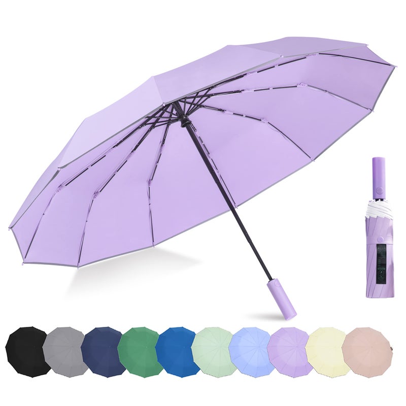Windproof Compact Rain Umbrella for Travel 4246 Inch Premium Fabric Auto Open Perfect for Purse and Backpack Portable Umbrella for Women and Men