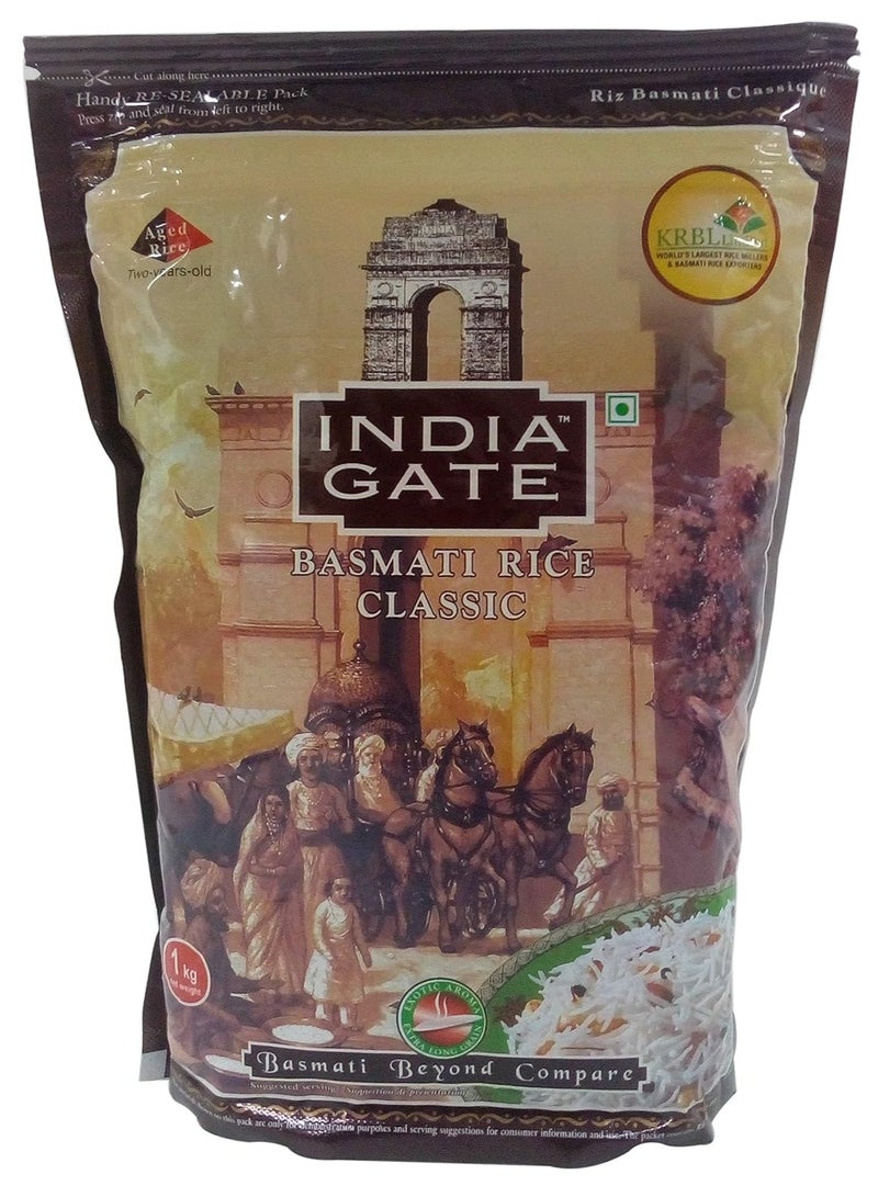 India Gate Basmati Rice - Classic, 1kg Pouch - Image 1