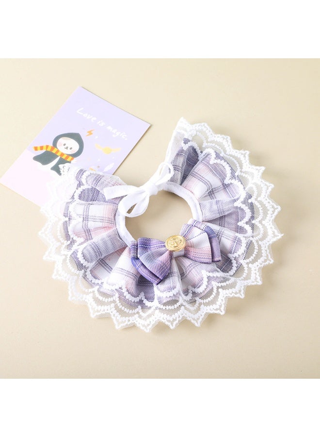 Pet Bib Pet Collar Dogs Cats Round Neck Scarf Sweet Lace Bib Pet Dog Scarf Bow Pearl Small Dog Costume - Image 2