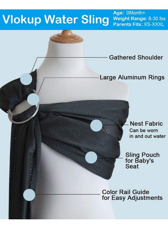 Vlokup Baby Water Ring Sling Carrier ; Lightweight Breathable Mesh Baby Wrap For Infant Newborn Kids And Toddlers ; Perfect For Summer Swimming Pool Beach ; Great For Dad Too Grey - Image 3