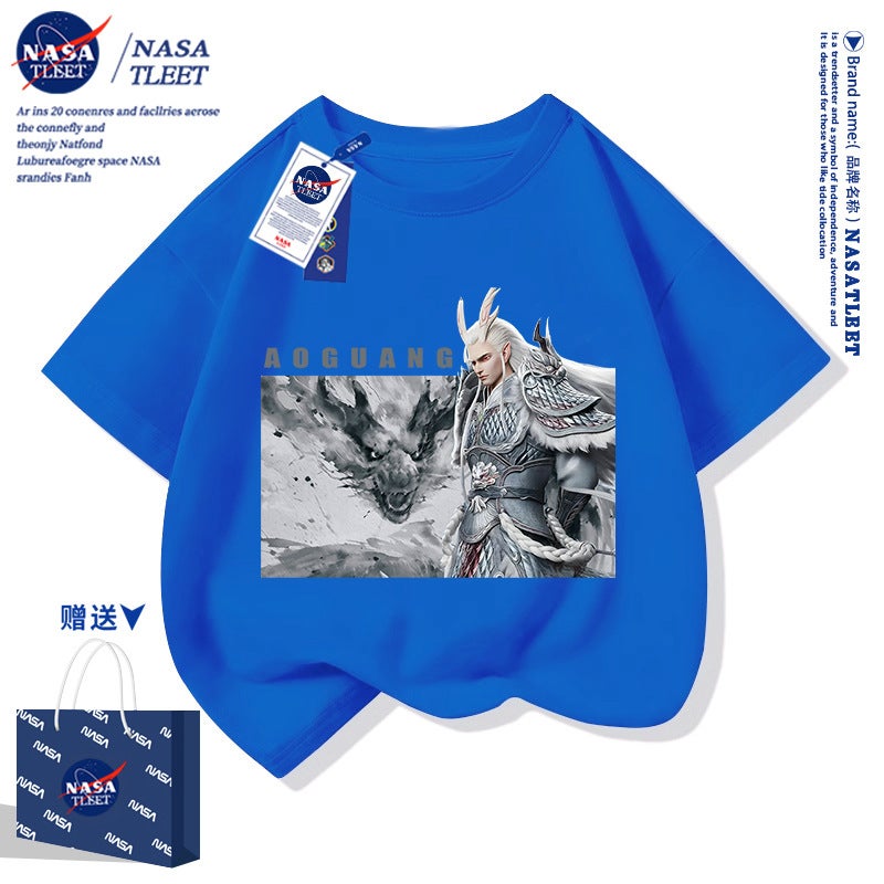 Nasa Co-Brand Fashion Personalized Casual Sweatshirt Cotton Short-Sleeved T-Shirt Parent-Child Clothing Parent-Child Clothing - Image 2