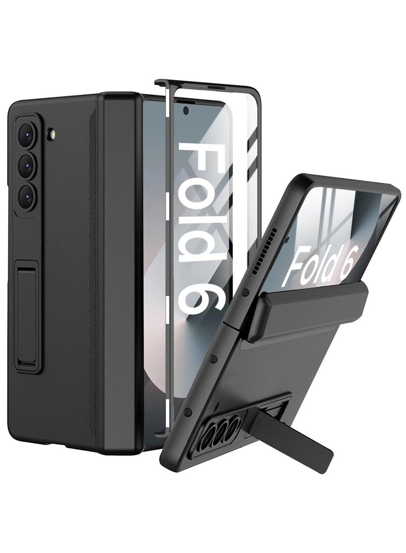 Case for Samsung Galaxy Z Fold 6 2024, Built-in Clear Screen Protector, Hidden Kickstand Anti-Drop Shockproof Magnetic Hinge Protection Case for Galaxy Z Fold6 - Image 1