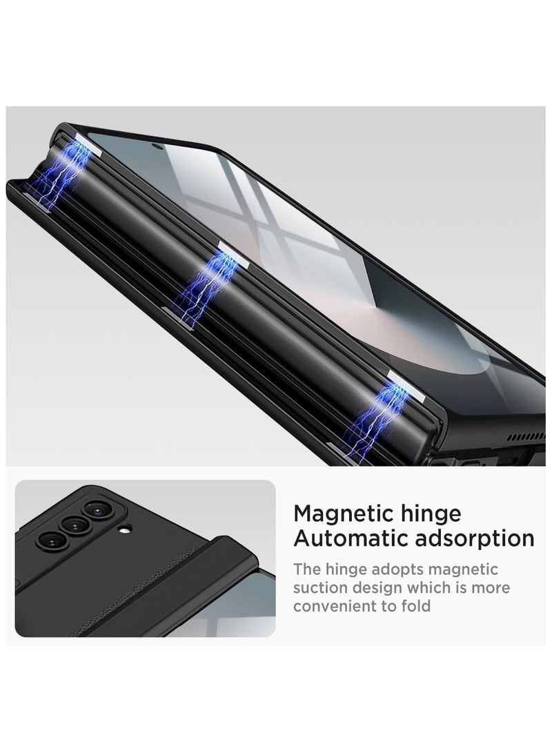 Case for Samsung Galaxy Z Fold 6 2024, Built-in Clear Screen Protector, Hidden Kickstand Anti-Drop Shockproof Magnetic Hinge Protection Case for Galaxy Z Fold6 - Image 2