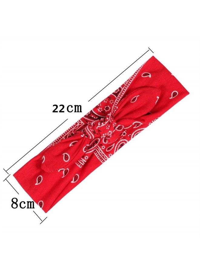 Yeshan Boho Bow Headbands for Women Vintage Paisley Bandana Flower Printed Hairband Elastic Rabbit ear Head Wrap Cute Hair Accessories,pack of 6 - Image 5