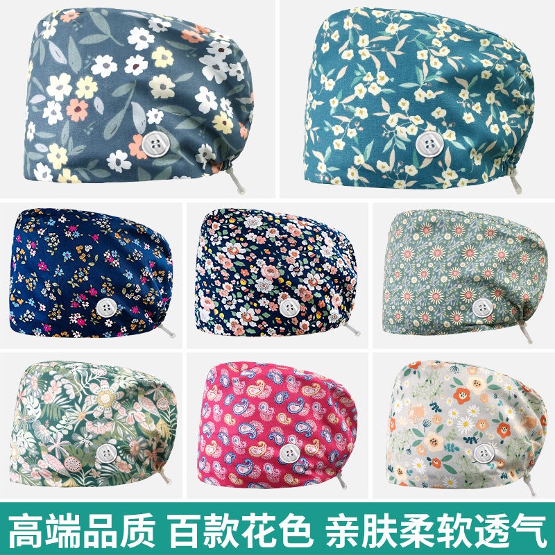 Surgical Cap Men'S And Women'S Cotton Elastic Oral Doctor Cap Thin Nurse Cute Hat Chef Round Hat Supply - Image 5