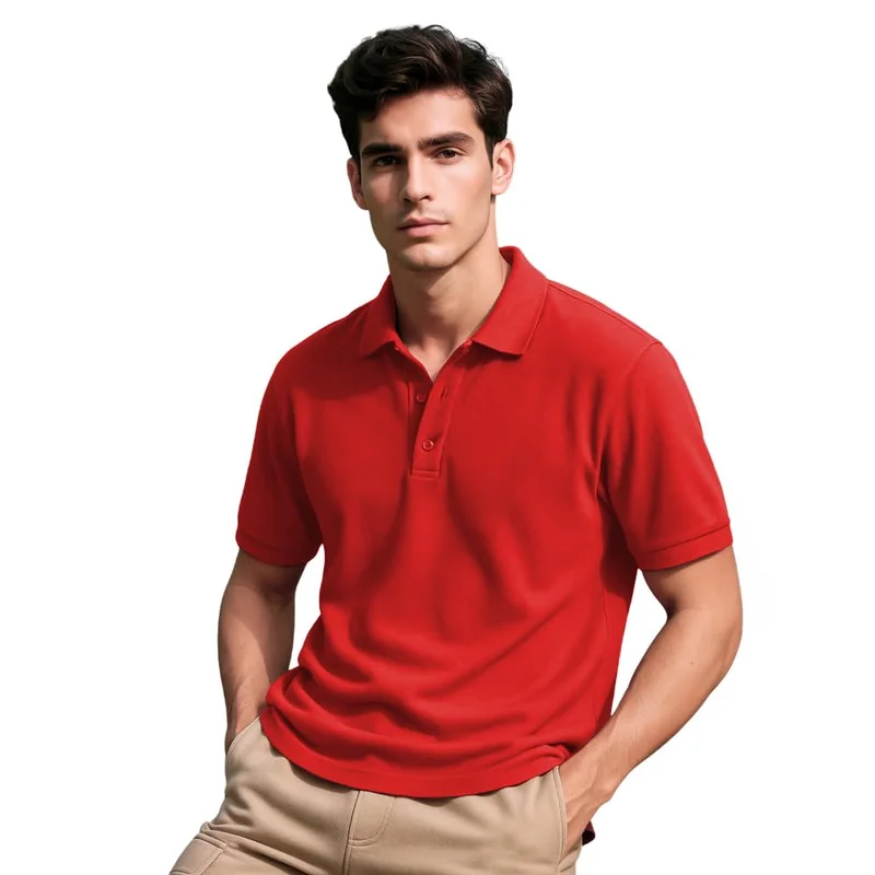 NOBERO Red Cotton Polo Shirt for Men