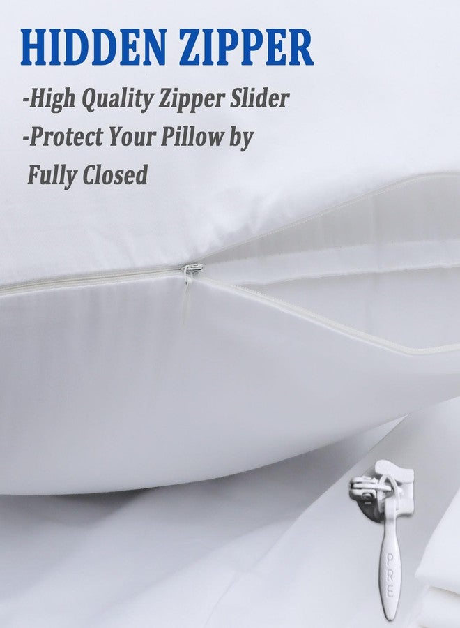 Precoco White Pillow Cases King Size Set of 2-100% Cotton Cozy & Soft Pillow Protectors with Zipper Hidden 600 Thread Count Cooling Pillowcases Covers for Hair and Skin,20x36 Inches - Image 3