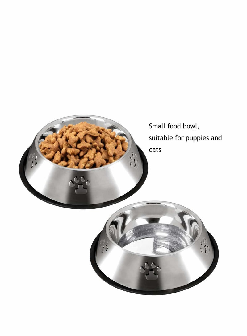 Bluejw Stainless Steel Dog Bowls with Rubber Base, 2 Pcs Non-Slip Feeding for Cats Puppies Rabbits Small Pets ,Water and Bowls, XS-15 cm, 5.9 inches - Image 1