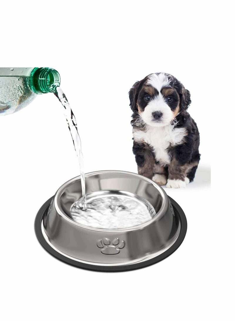Bluejw Stainless Steel Dog Bowls with Rubber Base, 2 Pcs Non-Slip Feeding for Cats Puppies Rabbits Small Pets ,Water and Bowls, XS-15 cm, 5.9 inches - Image 2