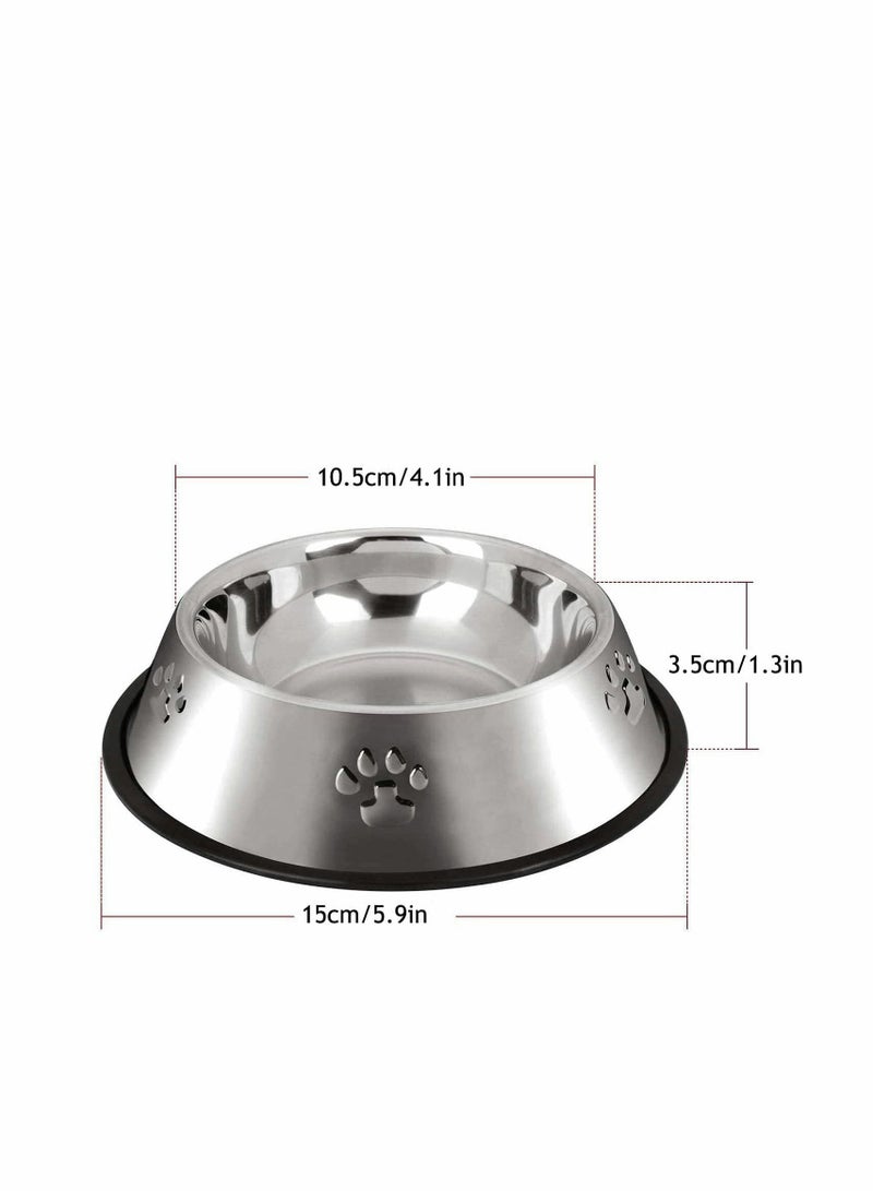Bluejw Stainless Steel Dog Bowls with Rubber Base, 2 Pcs Non-Slip Feeding for Cats Puppies Rabbits Small Pets ,Water and Bowls, XS-15 cm, 5.9 inches - Image 3