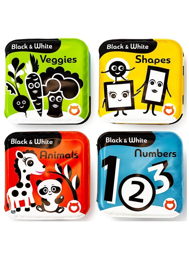 BabyBibi Floating Baby Bath Books High Contrast Black And White Waterproof Bath Books For Babies 3+ Months - Image 1