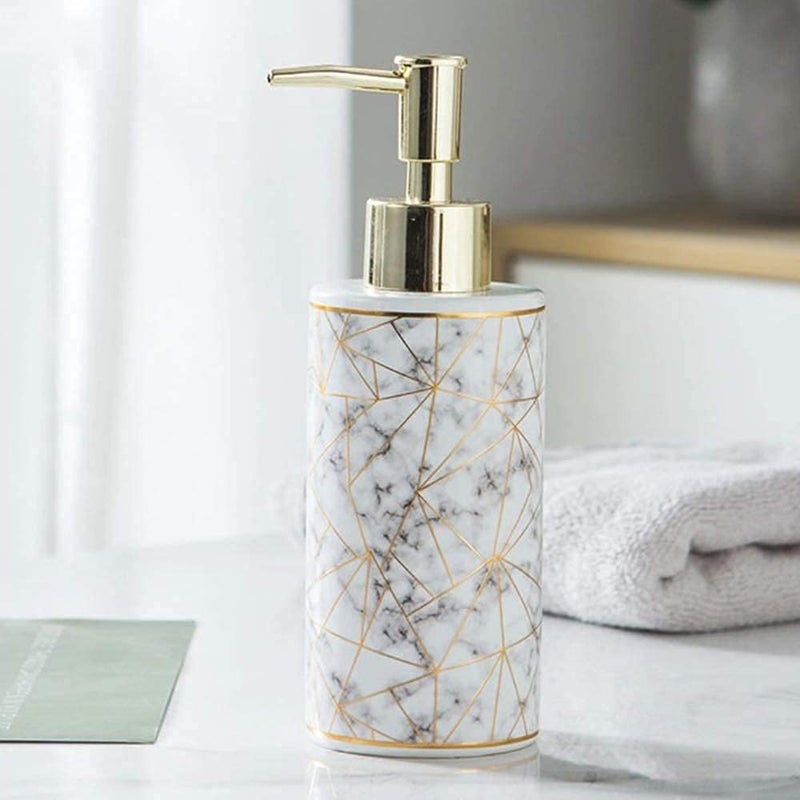 Skywalk Modern Style Ceramic Liquid Soap Dispenser for Bathroom & Kitchen (250 ml)-White - Image 2