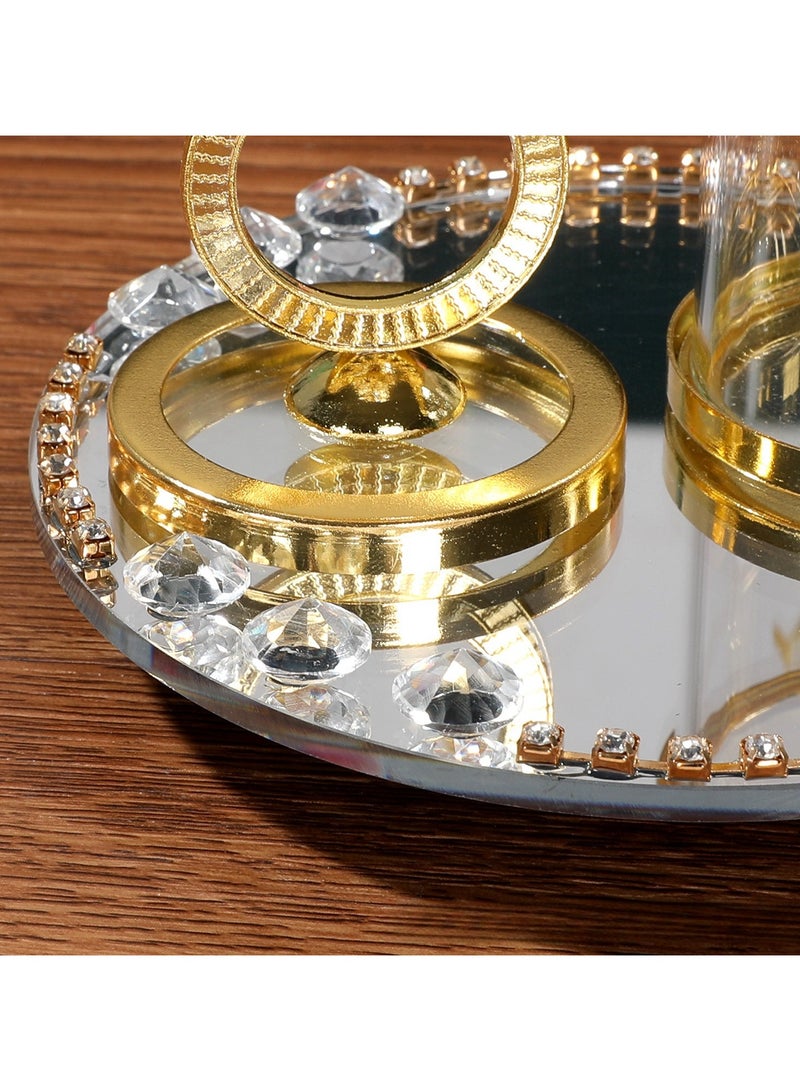 طقم مبخرة فحم، مبخرة عود، مبخرة فحم، مجموعة كريستالية - 3 قطع، طقم مبخرة مطلية بالذهب الفاخر - Image 4