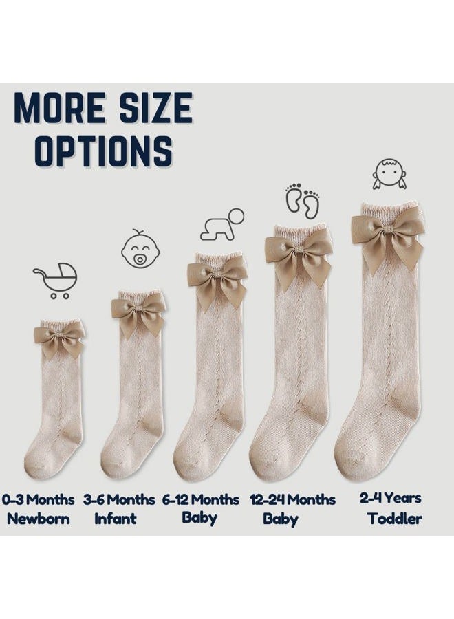 Petrass Knee High Socks Baby Girls,Infant Ruffle Knee High Socks,Toddler Knee High Socks White, Style F 5 Pack, 6-12 Months - Image 3