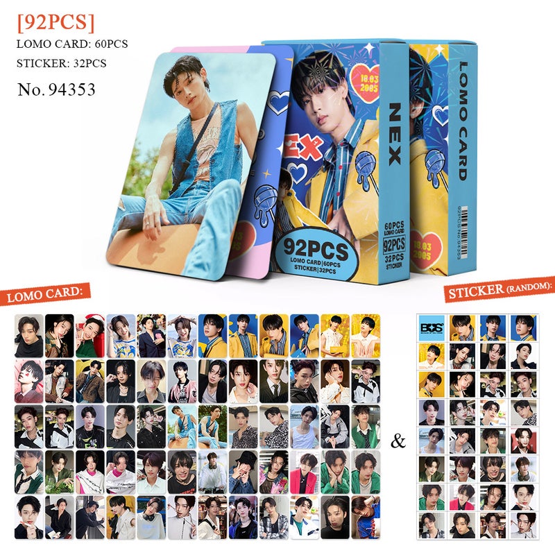 AuauSave WilliamEst BounPrem Lomocard  Sticker Set – 92PCS (60 Lomocards + 32 Random Stickers) | Aesthetic Photo Card Collection for Fans