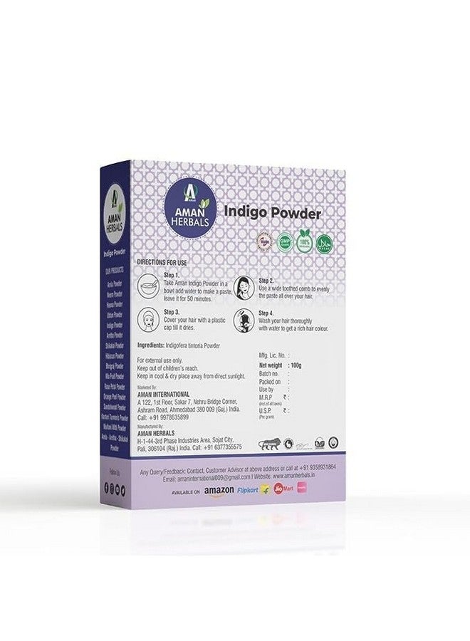 AMAN Herbals - 100% Organic And Herbal Indigo Powder, For Natural Hair Coloring, Arrests Early Greying & Protects Hair From Damage - 100G - Image 2