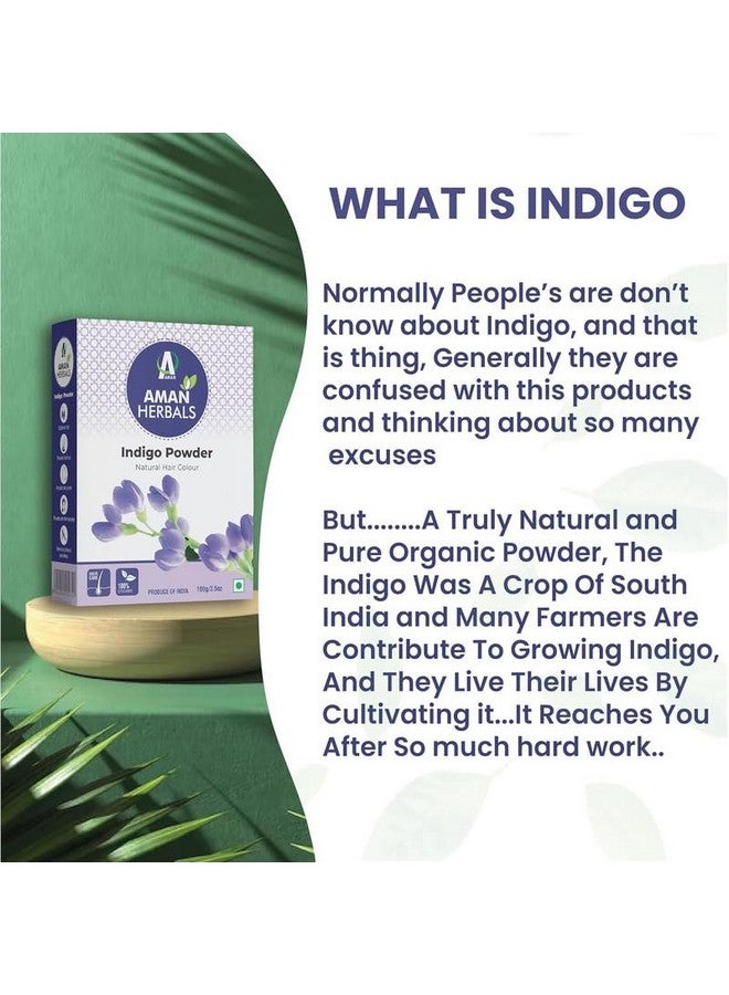 AMAN Herbals - 100% Organic And Herbal Indigo Powder, For Natural Hair Coloring, Arrests Early Greying & Protects Hair From Damage - 100G - Image 3