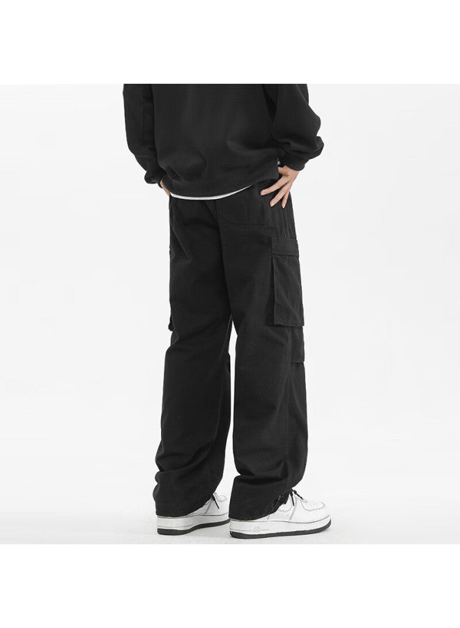 Clor Pure Cotton Cargo Pants For Men, Spring And Summer Sports Loose Straight-leg Trousers, Trendy Casual Pants, Cl34 Black, Size L - Image 4