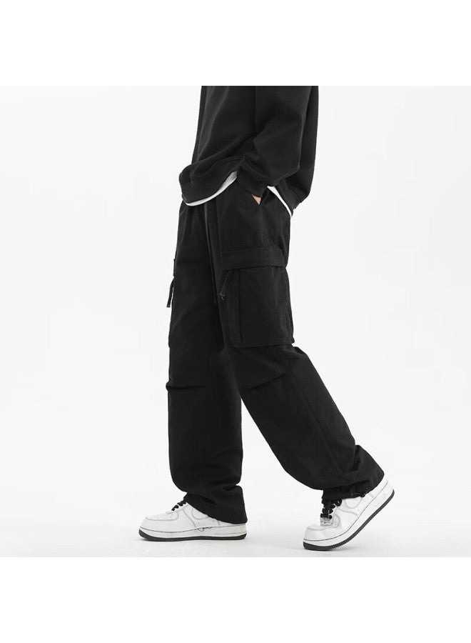 Clor Pure Cotton Cargo Pants For Men, Spring And Summer Sports Loose Straight-leg Trousers, Trendy Casual Pants, Cl34 Black, Size L - Image 3