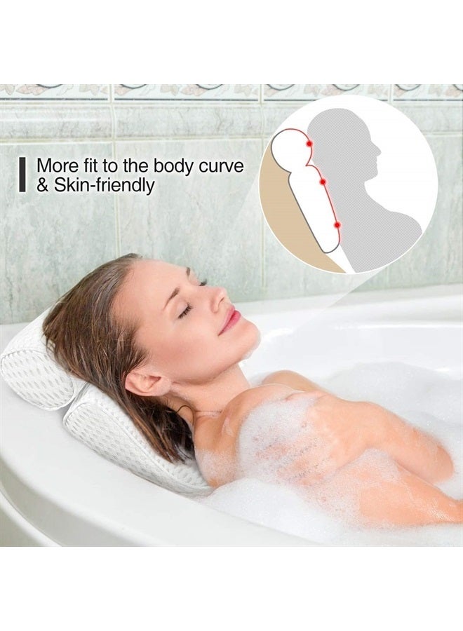 Fitheaven Bath Pillow for Bathtub Support Neck,Head and Back with Non-Slip Suction Cups and Comfortabl 4D AirenMesh Bathtub Pillow for Women & Men - Image 2