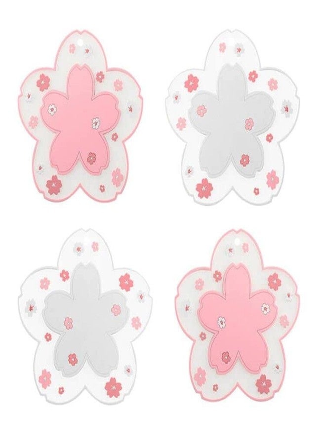 Binoster Sakura Coasters Set of 4 Kawaii Cup Mat Anti-Skid Pot Bowl Pad Placemats PVC Cherry Blossom Coaster for Drinks Coffee Table Cute Room Home Kitchen Decor Kawaii Desk Accessories(4.3in) - Image 1
