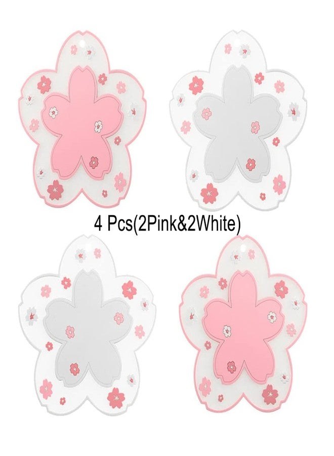 Binoster Sakura Coasters Set of 4 Kawaii Cup Mat Anti-Skid Pot Bowl Pad Placemats PVC Cherry Blossom Coaster for Drinks Coffee Table Cute Room Home Kitchen Decor Kawaii Desk Accessories(4.3in) - Image 2