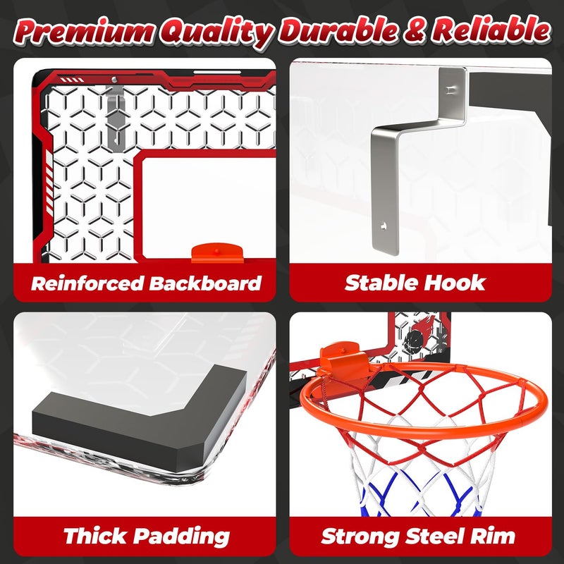 EagleStone Mini Basketball Hoop for Door & Wall, Foldable Rim with 3 Balls and Pump, Indoor Basketball Toy Game Set for Kids Adults, Bedroom Office Sports Gift - Image 4