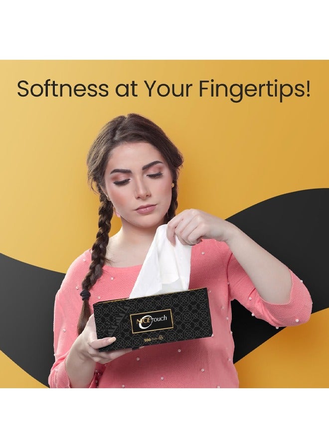 NICE Touch مناديل وجه 1 طبقة 2500 ورقة، 5 عبوات من 500 ورقة - تحتوي على 2500 مناديل فاخرة، ناعمة وامتصاصها جيد تناسب جميع أنواع البشرة - Image 3