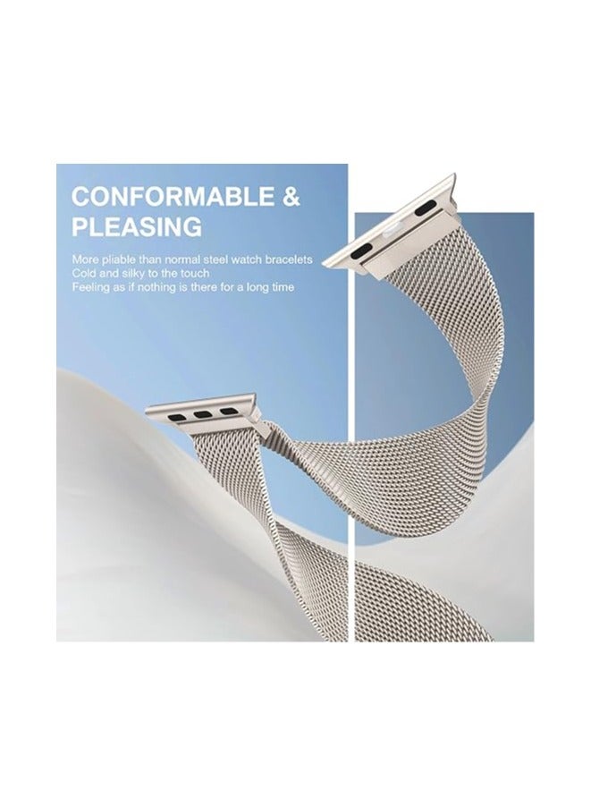 HablTech Stainless Steel Milanese Loop Compatible with Apple Watch Straps 38mm 40mm 41mm 42mm ,Magnetic Clasp Replacement for iWatch Bands Series11/10/9/8/7/6/5/4/ SE/SE1/SE2 - Image 3