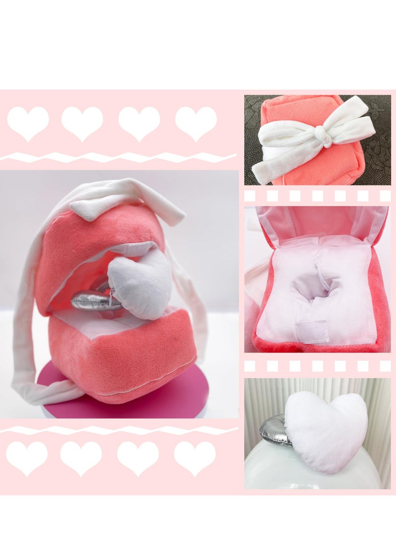 Plush Ring Box Toy Funny Gifts Couples Ideas Hide Surprise Oversized Ring Sets Plush Couple Ring Surprise Gift Machine Washable Love Ring Case Pink  - Image 5