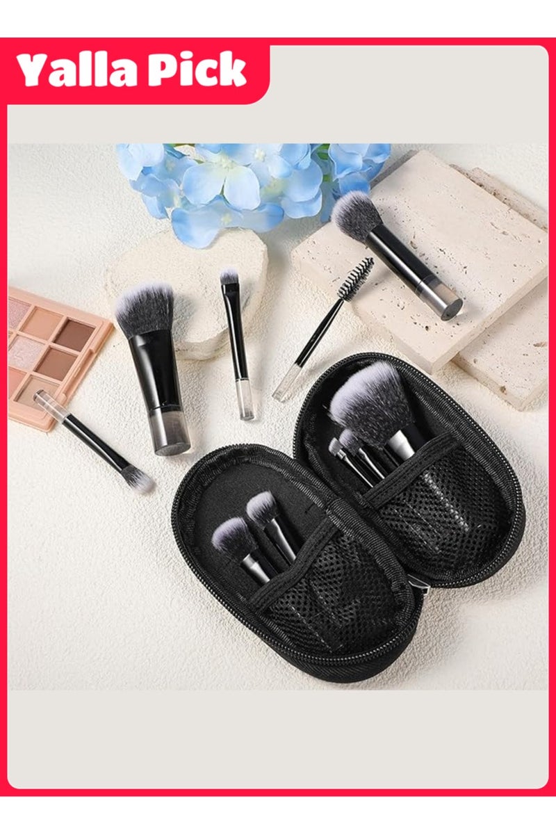 Yalla Pick 10 Pieces Portable On-the-Go Makeup Brush Set, Easy-Grip Full Function Mini Cosmetic Brush Set with Brush Bag (Black)  - Image 5