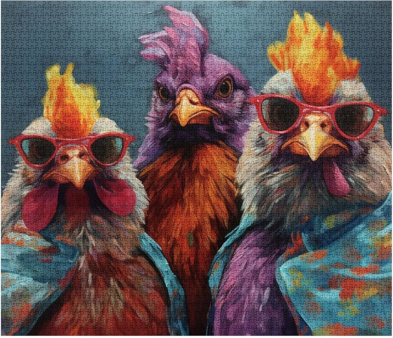 Tucocoo Rustic Chickens Jigsaw Puzzle 1000 Pieces Puzzles for Adults Funny Animals Portrait Jigsaw Puzzles for Challenging Family Activity Games Colorful Puzzle for Home Decor Gifts  27 x 20 Inches - Image 2