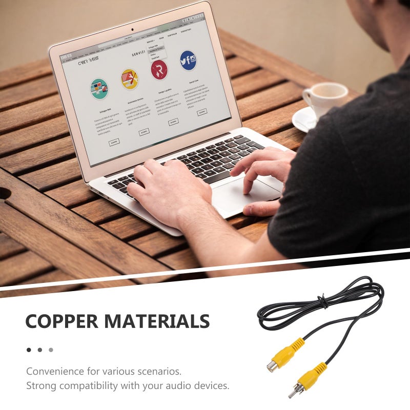 Male to Female RCA Audio Extension Cable 1 Meter Black Shielded for Car Stereo Home Theater - Image 4