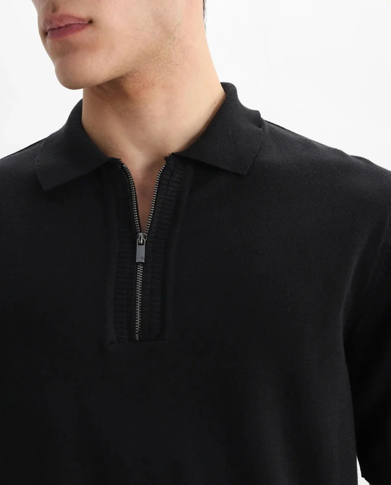 Rare Rabbit Men's Flat Knit Regular Fit Polo