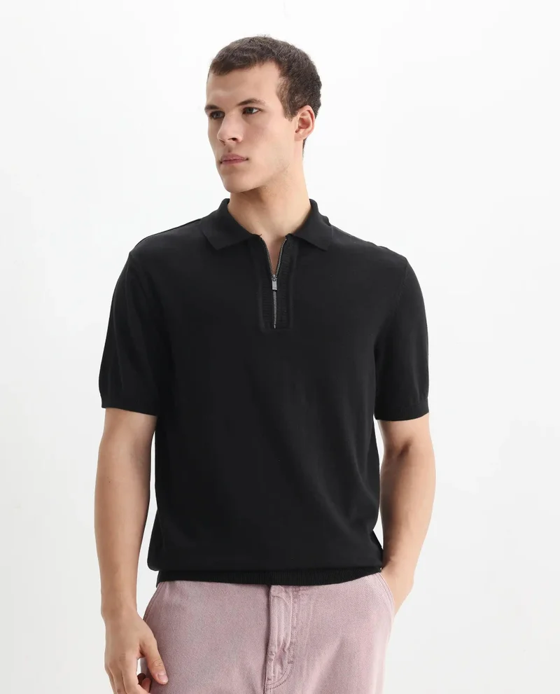 Rare Rabbit Men's Flat Knit Regular Fit Polo