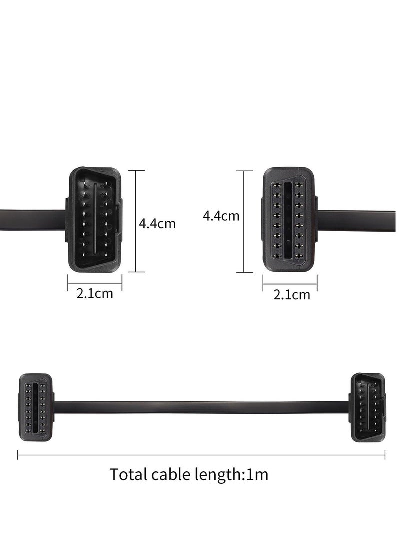 Y&D - OBD2 Extension Cable, OBDII Extend Full 16Pin Male and Female Flat Ribbon Cable for Car OBD Diagnostic Extender Cord Connector & All Equipment Reinforced PVC Material (100CM/39Inch) - Image 1