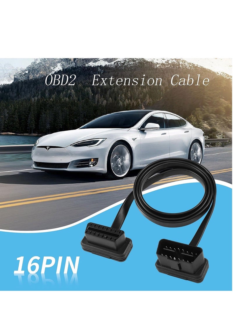 Y&D - OBD2 Extension Cable, OBDII Extend Full 16Pin Male and Female Flat Ribbon Cable for Car OBD Diagnostic Extender Cord Connector & All Equipment Reinforced PVC Material (100CM/39Inch) - Image 1