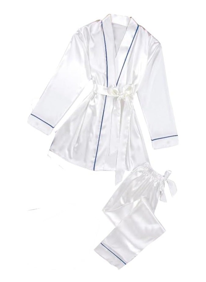 Women's Satin Pajama Sets, 4 Piece of Long and short Sleepwear, Cami Top and Robe. - pzsku/ZF80FECC16B6D808B396BZ/45/_/1708005871/898f21d1-0279-4e3a-aefc-aa46f9d7f01d