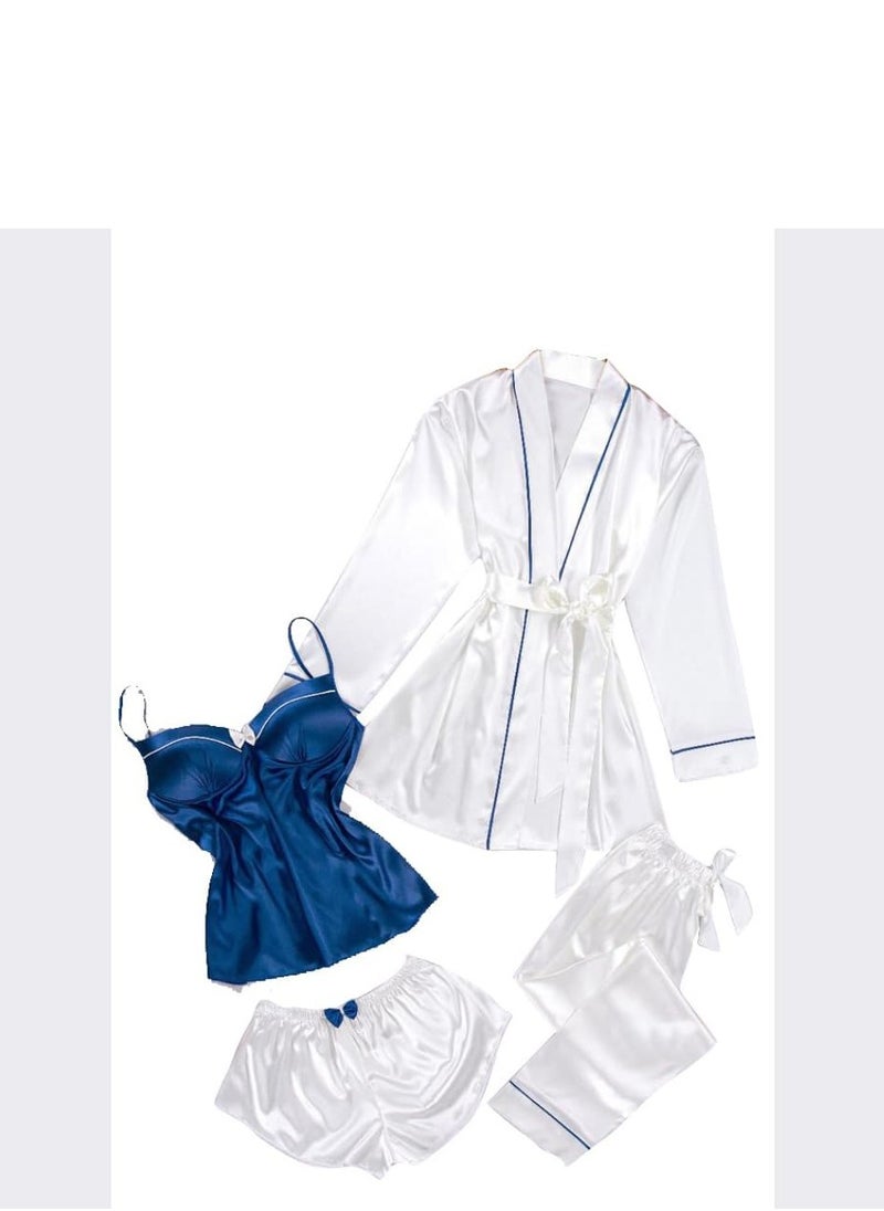 Women's Satin Pajama Sets, 4 Piece of Long and short Sleepwear, Cami Top and Robe. - pzsku/ZF80FECC16B6D808B396BZ/45/_/1708005871/b4b83bb8-683b-4106-91c1-43b10a05a2ac