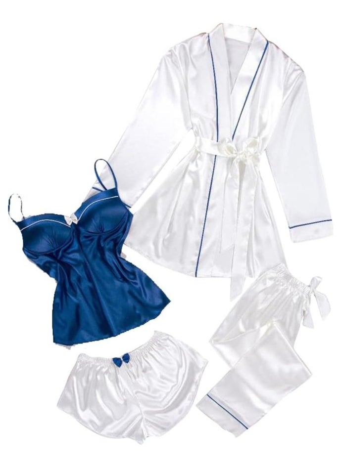 Women's Satin Pajama Sets, 4 Piece of Long and short Sleepwear, Cami Top and Robe. - pzsku/ZF80FECC16B6D808B396BZ/45/_/1708005881/ca1c0a57-52cc-41e1-8403-37e6e9d50f82