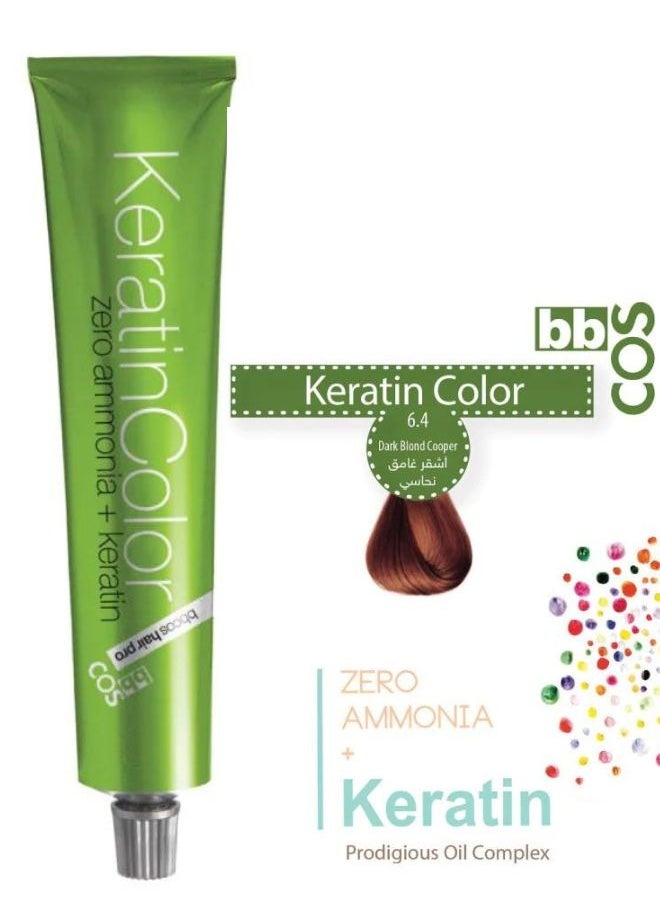 bbcos 100% Ammonia-Free Keratin Infused Dark Blonde Copper Hair Color 100 ml - 6.4 