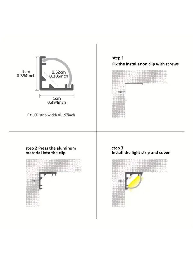 15Pcs 1M 10x10mm Slender Triangular LED Channel System Black Aluminum White Cover - Image 5